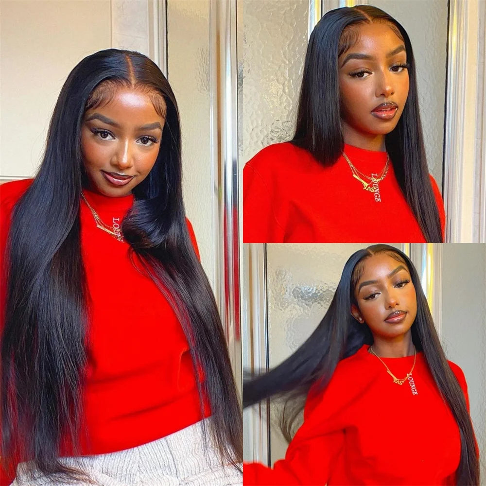 Human Hair Lace Wigs Remy Brazilian Transparent Straight Hair 13x4 Lace Frontal Wig 180% Density Cranberry 13x4 Lace Front Wig