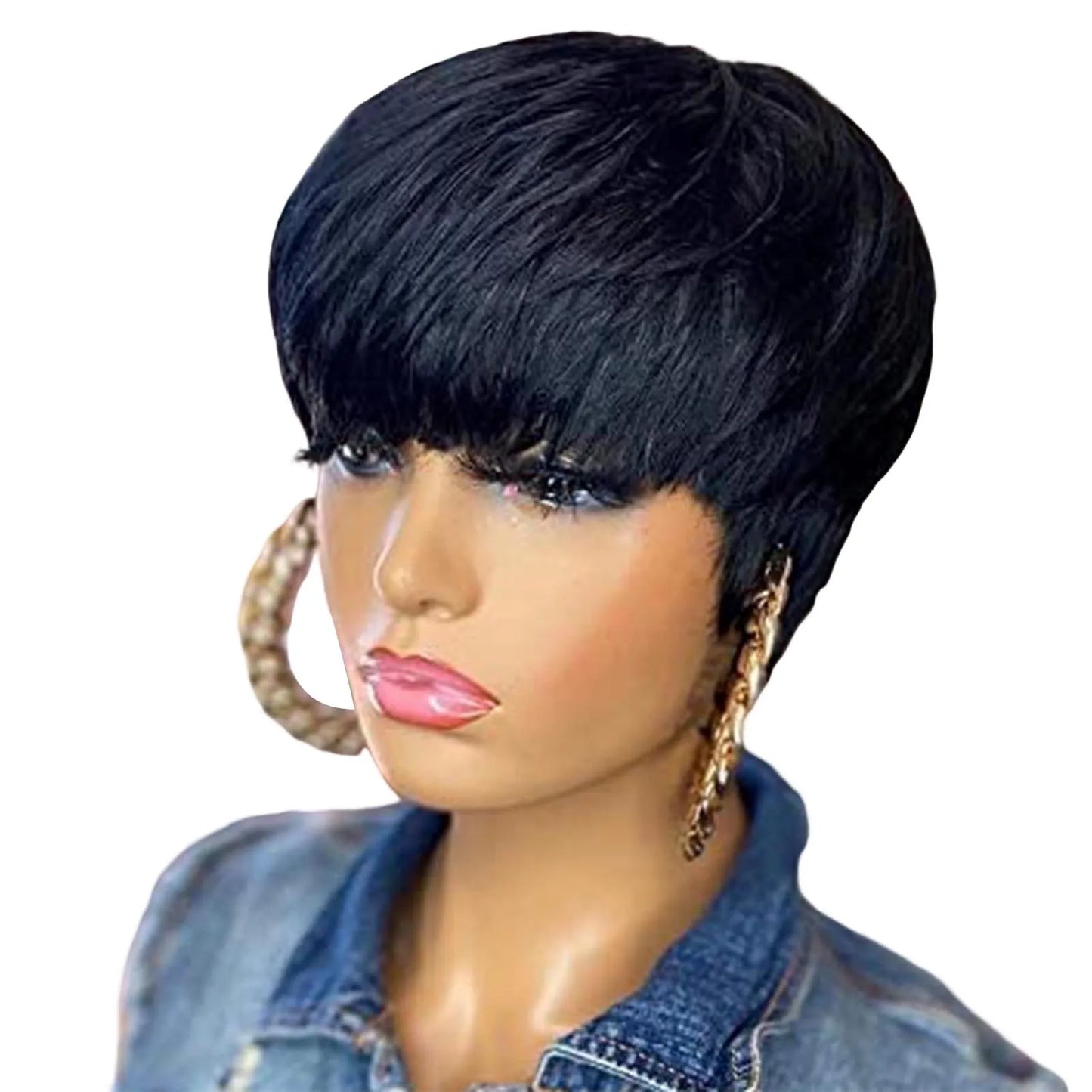 10inch Woman Black Short Wigs Synthetic Natural Fake Hair Replacement for Woman Girls Daily Use Hair Styling