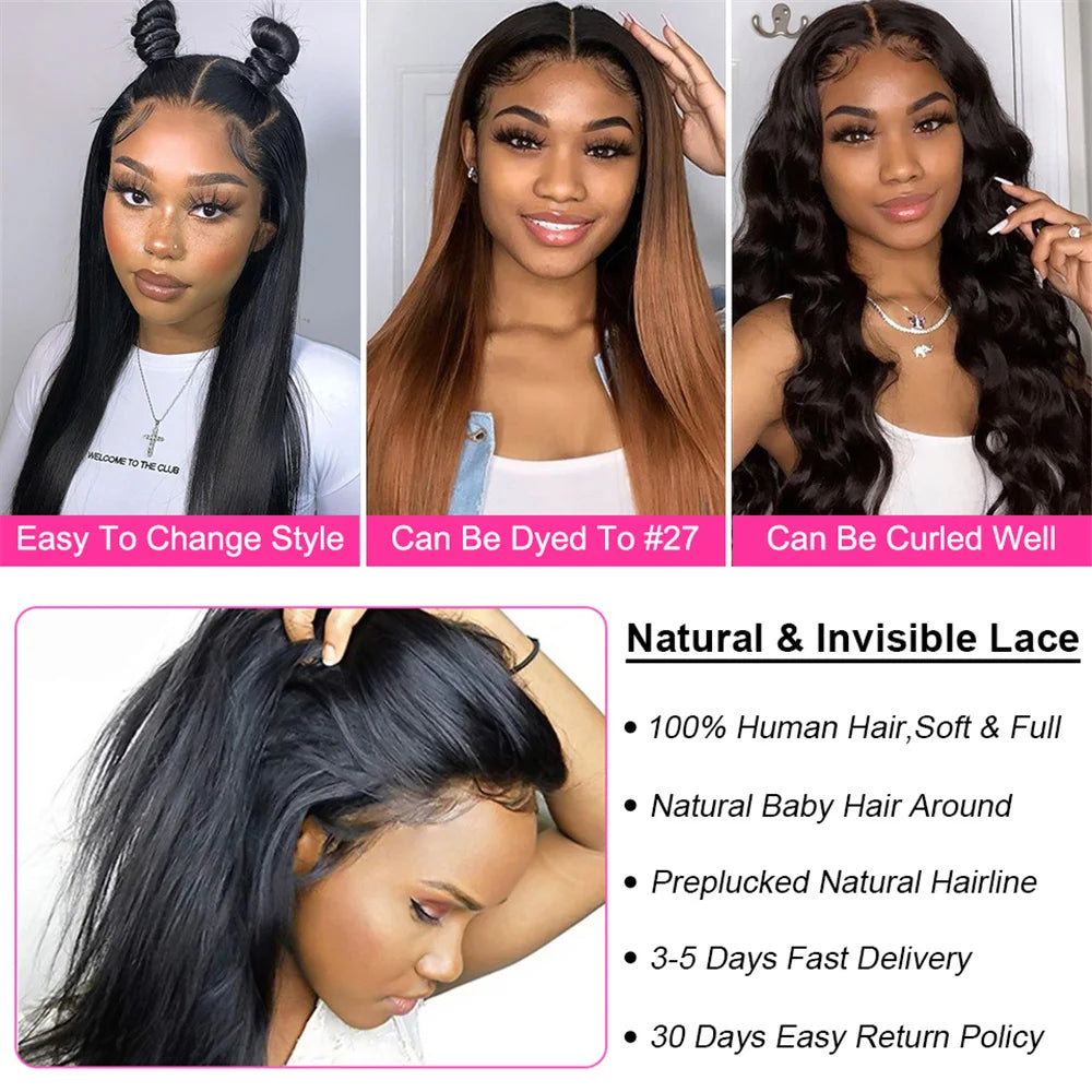 Human Hair Lace Wigs Remy Brazilian Transparent Straight Hair 13x4 Lace Frontal Wig 180% Density Cranberry 13x4 Lace Front Wig