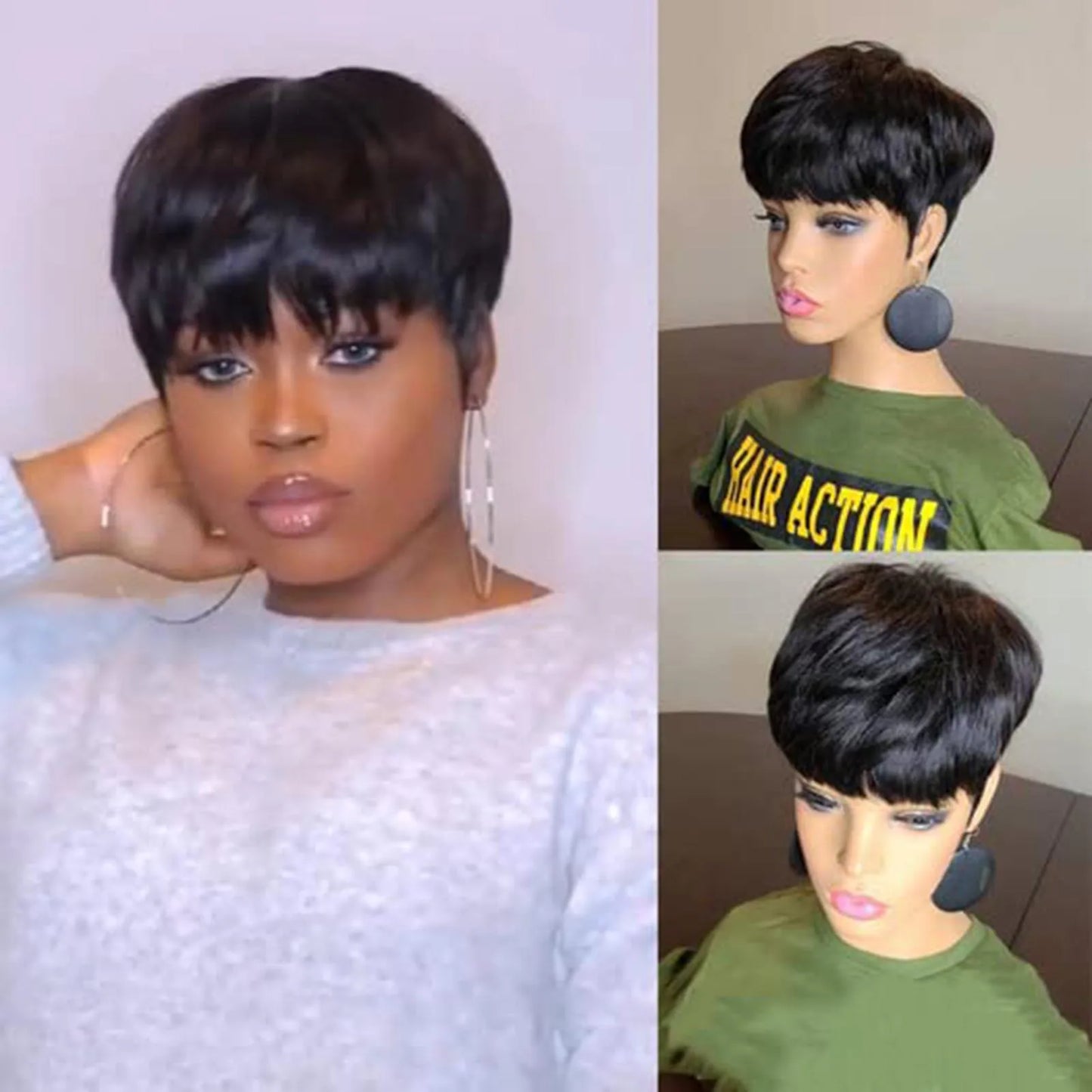 10inch Woman Black Short Wigs Synthetic Natural Fake Hair Replacement for Woman Girls Daily Use Hair Styling