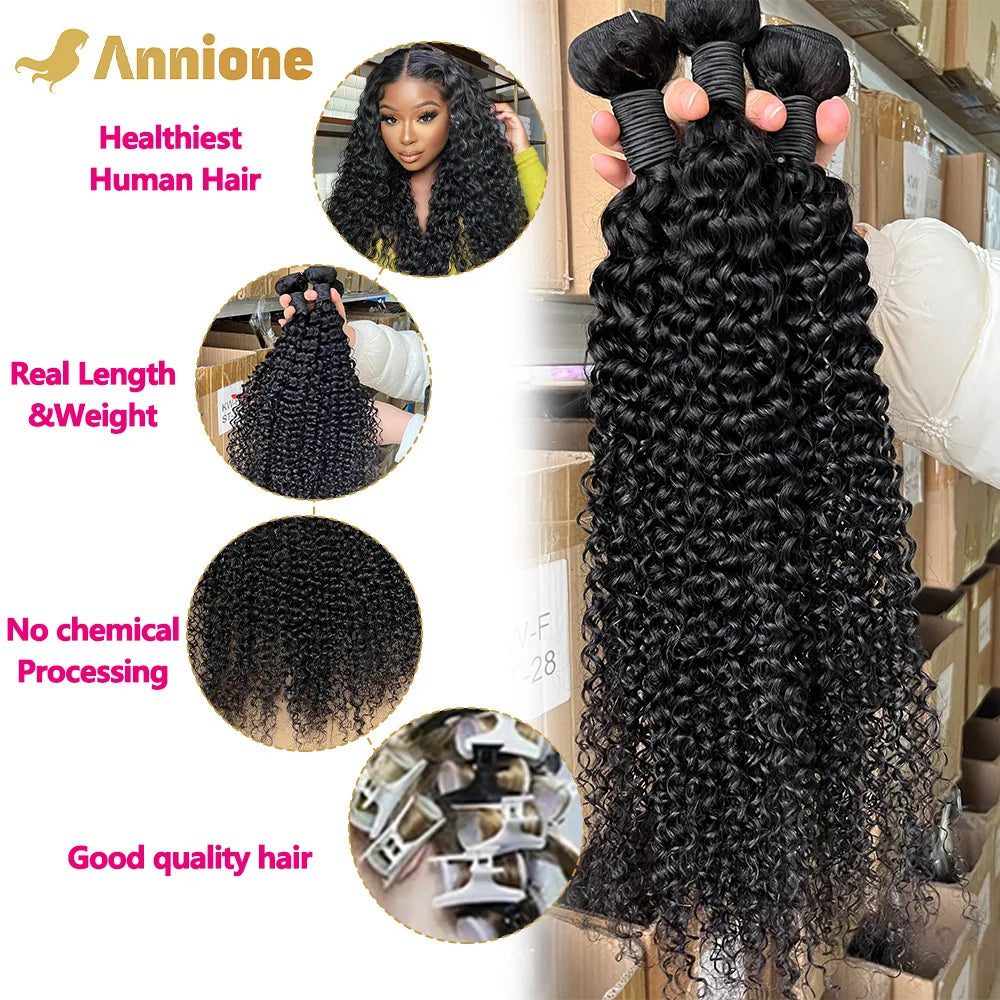 Curly Wave Bundles 26 inch Bundles Brazilian Hair Bundles Natural Black Color 1B 100% Human Hair Bundles Remy Hair Extensions