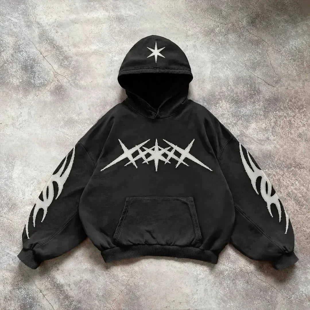 New Y2k Goth Sweatshirt Zip Up Hoodie  Velvet Harajuku Hip Hop Oversized Pattern Hooded Tops Men and Women Hoodies Streetwear