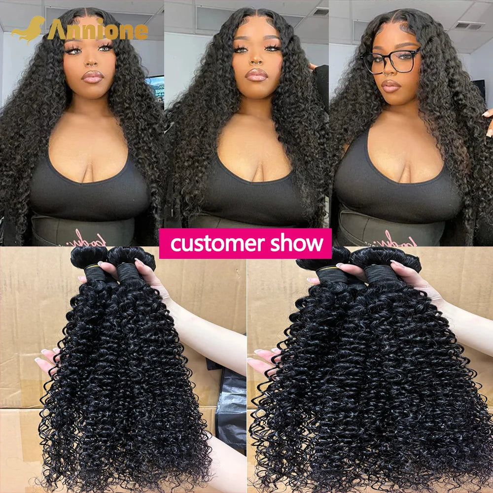 Curly Wave Bundles 26 inch Bundles Brazilian Hair Bundles Natural Black Color 1B 100% Human Hair Bundles Remy Hair Extensions